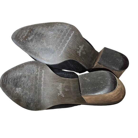 Zodiac Ada Black Suede Western Mules Womens Size 9 Chunky Heel Great condition - Picture 6 of 8
